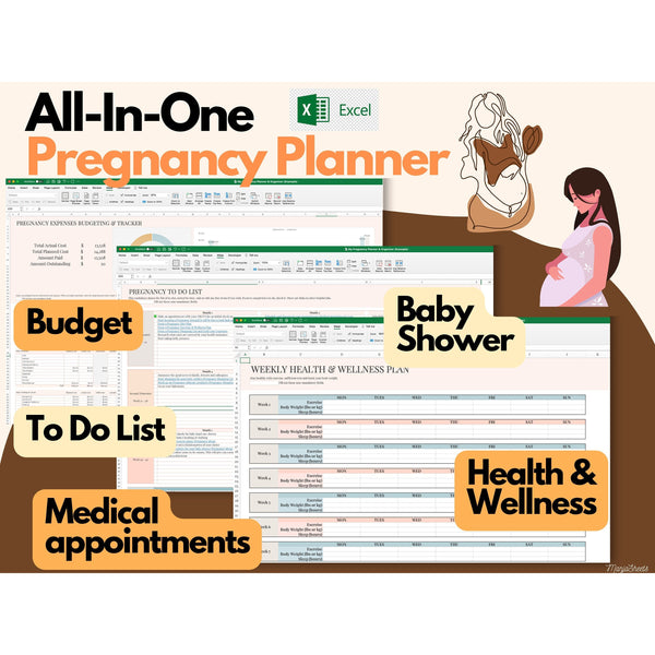 Digital Pregnancy Planner, Pregnancy Organizer Pregnancy Journal, Excel Sheet