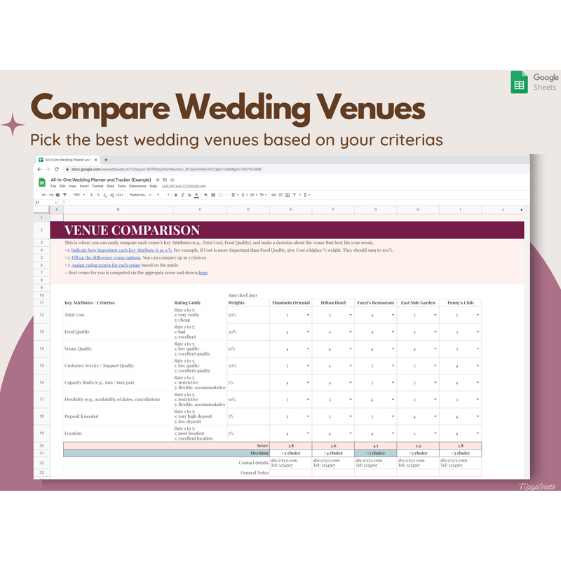 Wedding Planner Google Sheets Template