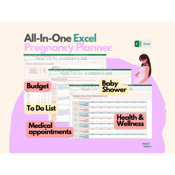 Digital Pregnancy Planner & Journal Excel Sheet