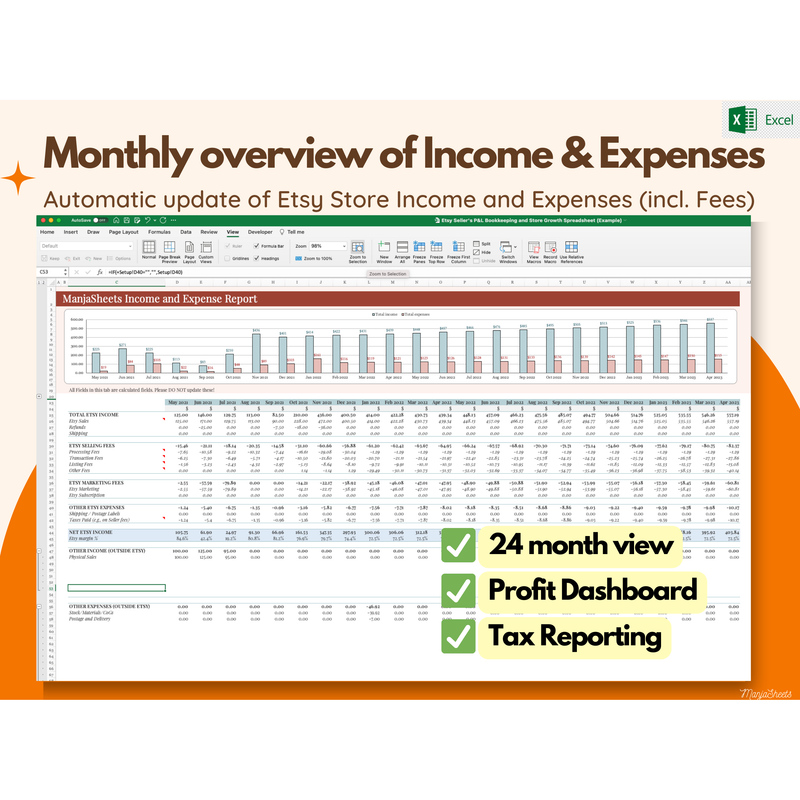 Spreadsheet to Keep Track of Etsy Sales – Excel Template