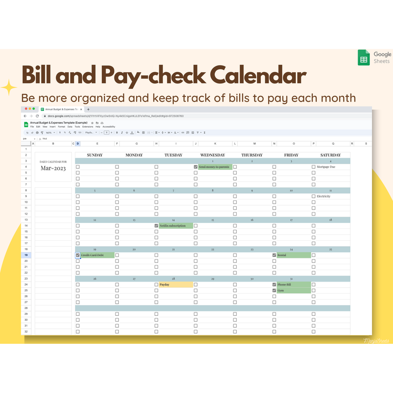 Weekly Budget Planner Google Sheets