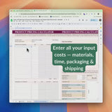 Handmade Product Pricing Calculator Excel Spreadsheet