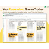 Personal finance, Budget template, Budget spreadsheet, Budget planner, Annual Budget, Paycheck budget, Income tracker, Finance Planner, personalized finance tracker to customize categories