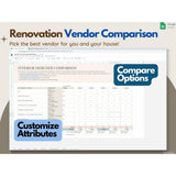 renovation vendor comparison based on your criterias