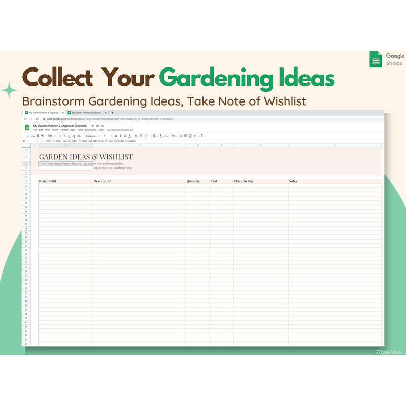 Garden Planner, Garden Journal, Plant Tracker, Garden Diary, Garden Spreadsheet, Gardening Template, Gardening Budget, Google Spreadsheet