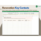 keep track of renovation key contacts of vendors