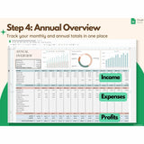 Bookkeeping Small Business, Bookkeeping Template, Expense Tracker, track your annual business profits