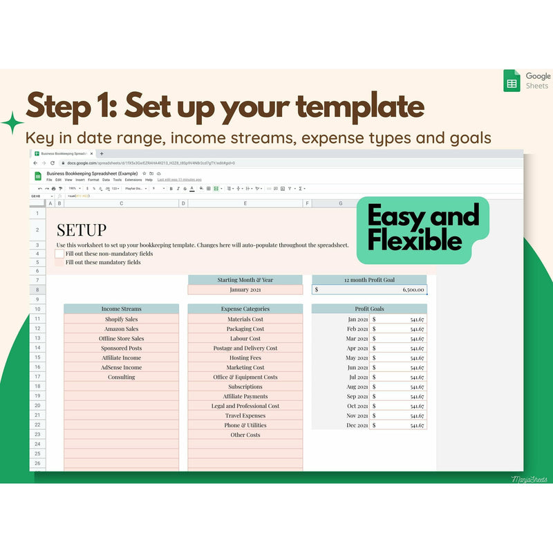 Bookkeeping Small Business, Bookkeeping Template, Expense Tracker, set up your template