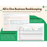 Bookkeeping Small Business, Bookkeeping Template, Expense Tracker, all in one business bookkeeping, track profits and inventory of your small business