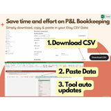 Etsy Bookkeeping Excel Template, Small Business Bookkeeping, Business Spreadsheet, Bookkeeping Template that helps you to plan, track and profitably grow your Etsy business!  Save time and money with this easy to use automated bookkeeping tool. Perfect for small business Etsy storeowners! Download your Etsy CSV files and paste into the excel spreadsheets