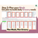 Grocery List and Meal Planner Excel Sheet, Meal Plan Template, Shopping List, Weekly Meal Planning, Expense Tracker, Digital Meal Planner